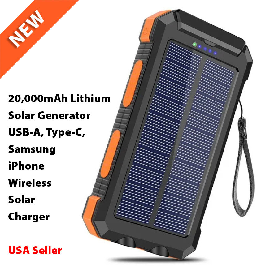20000mAh Solar Charger for iPhone, iPad, Samsung, and Laptop, Solar Power Bank