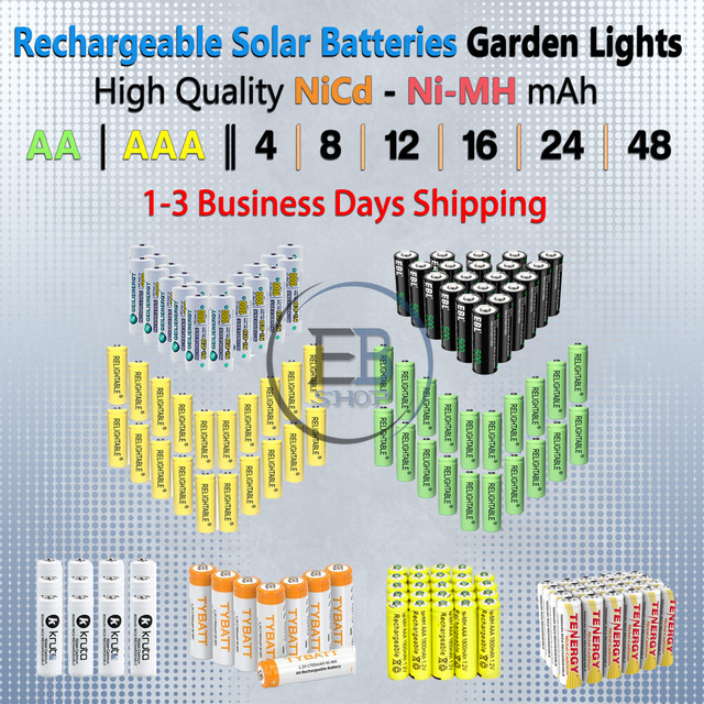 Solar Rechargeable Batteries AA / AAA Battery 4 8 16 20 Charge lot Garden Lights