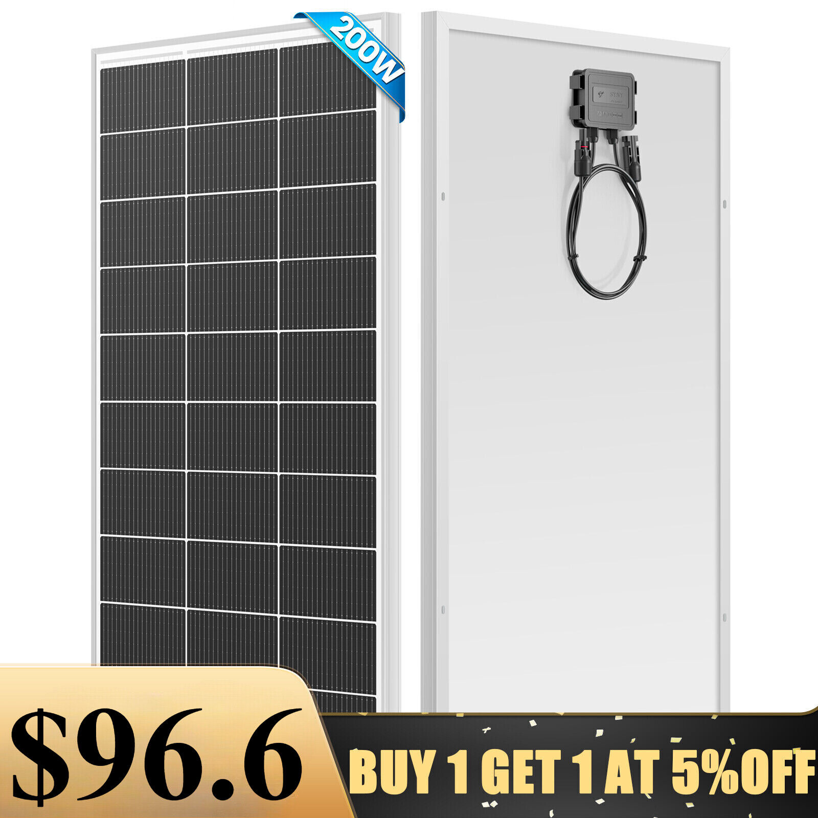 200W Watt Mono Solar Panel 12V Battery Charging Home RV Off-Grid Boat Power