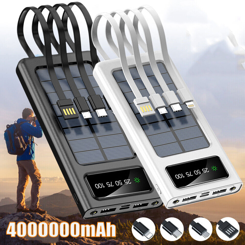 2025 Super 40000000mAh Solar Power Bank 4 USB Portable Charger For Cell Phone