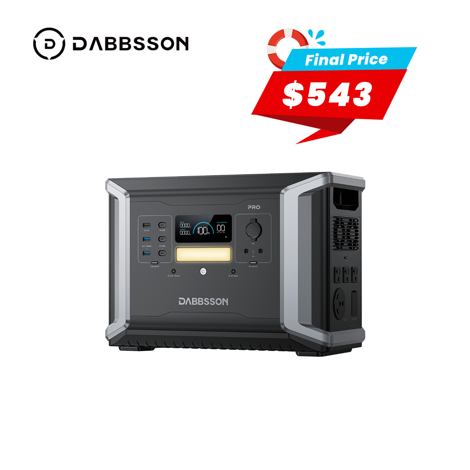 Dabbsson 2150Wh 2400W Portable Power Station Solar for Home Backup Power Outage