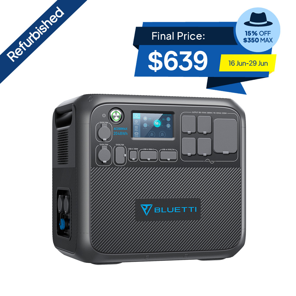 BLUETTI AC200MAX 2200W 2048Wh Generator Power Station for Camping/RV/Trip/Hiking