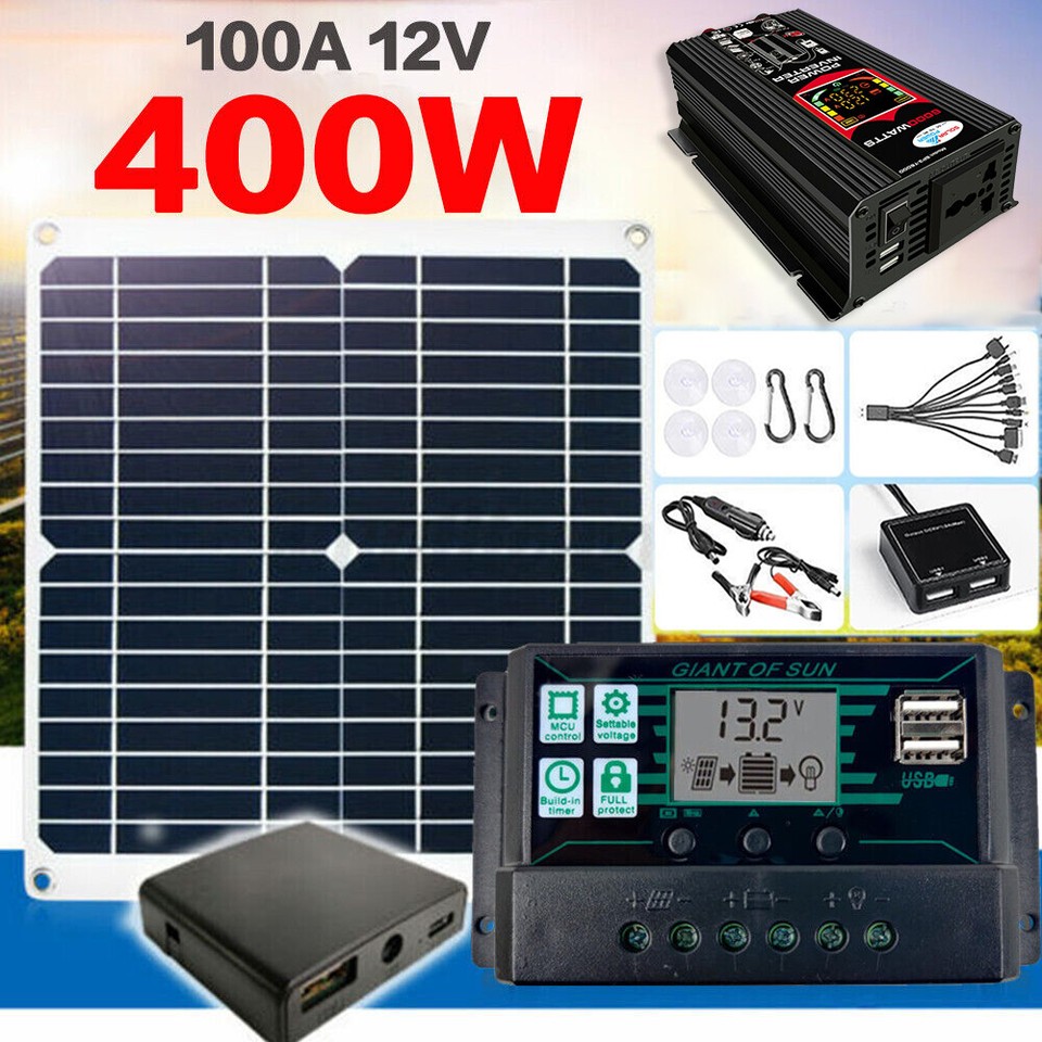 6000W Solar Panel Kit Power Inverter Solar Generator 100A Home 110V Grid System