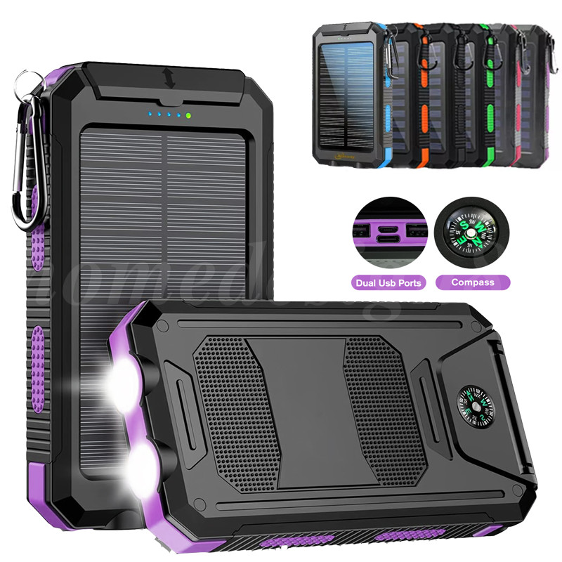 2025 Super 10000mAh USB Portable Charger Solar Power Bank for Cell Phone Gift