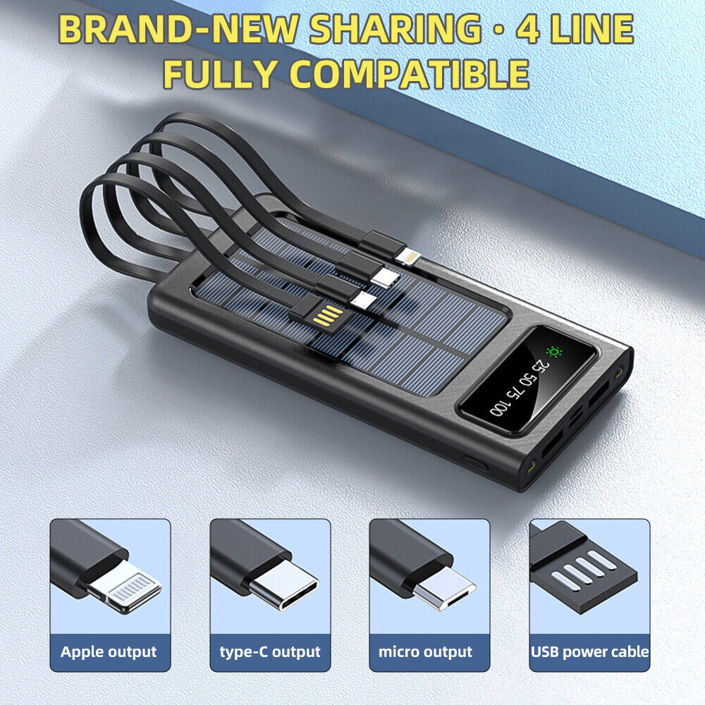 Super 10000000mAh USB Portable Charger Solar Power Bank for Cell Phone 2025
