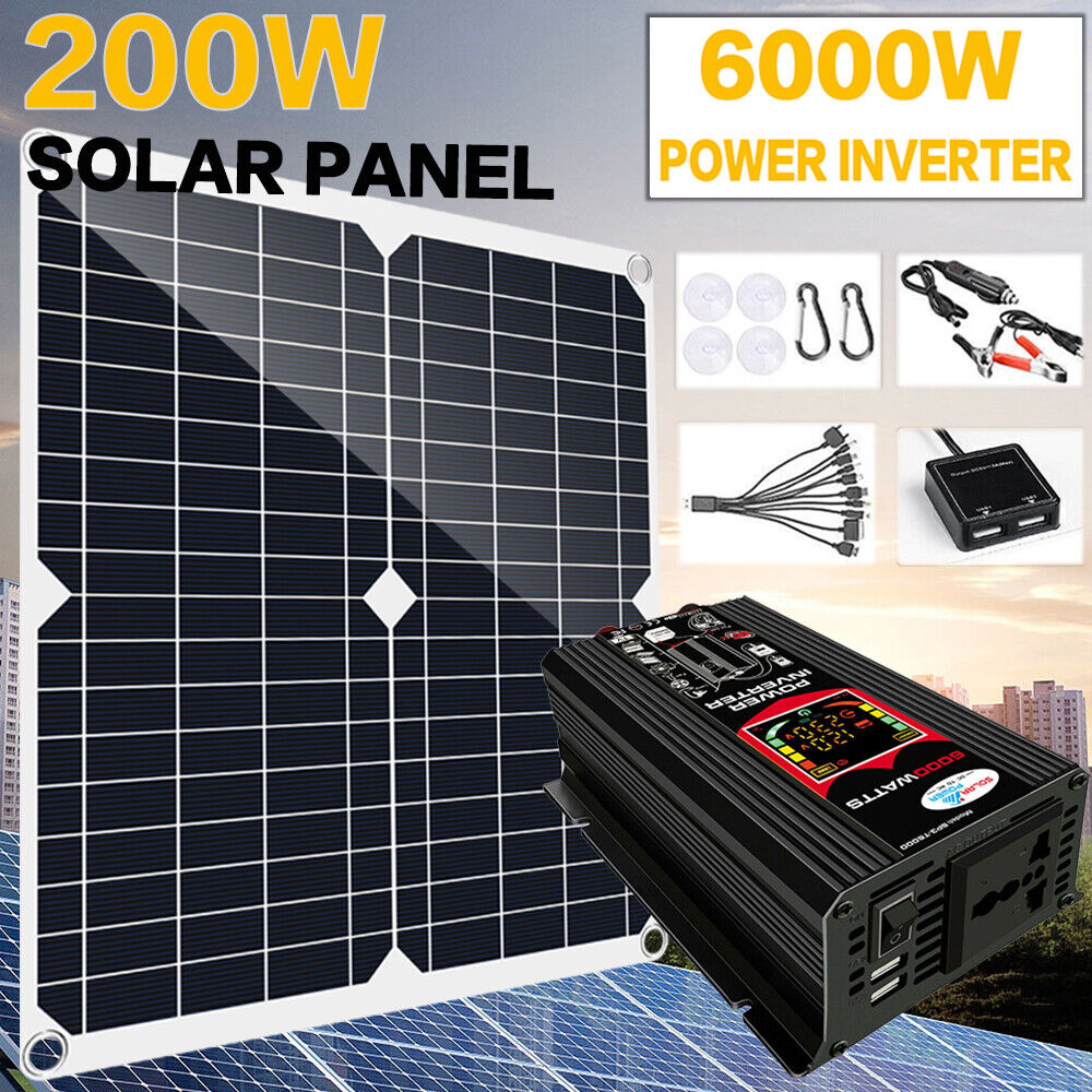 Complete Solar Panel Kit 6000W Solar Power Generator 100A Home 110V Grid System
