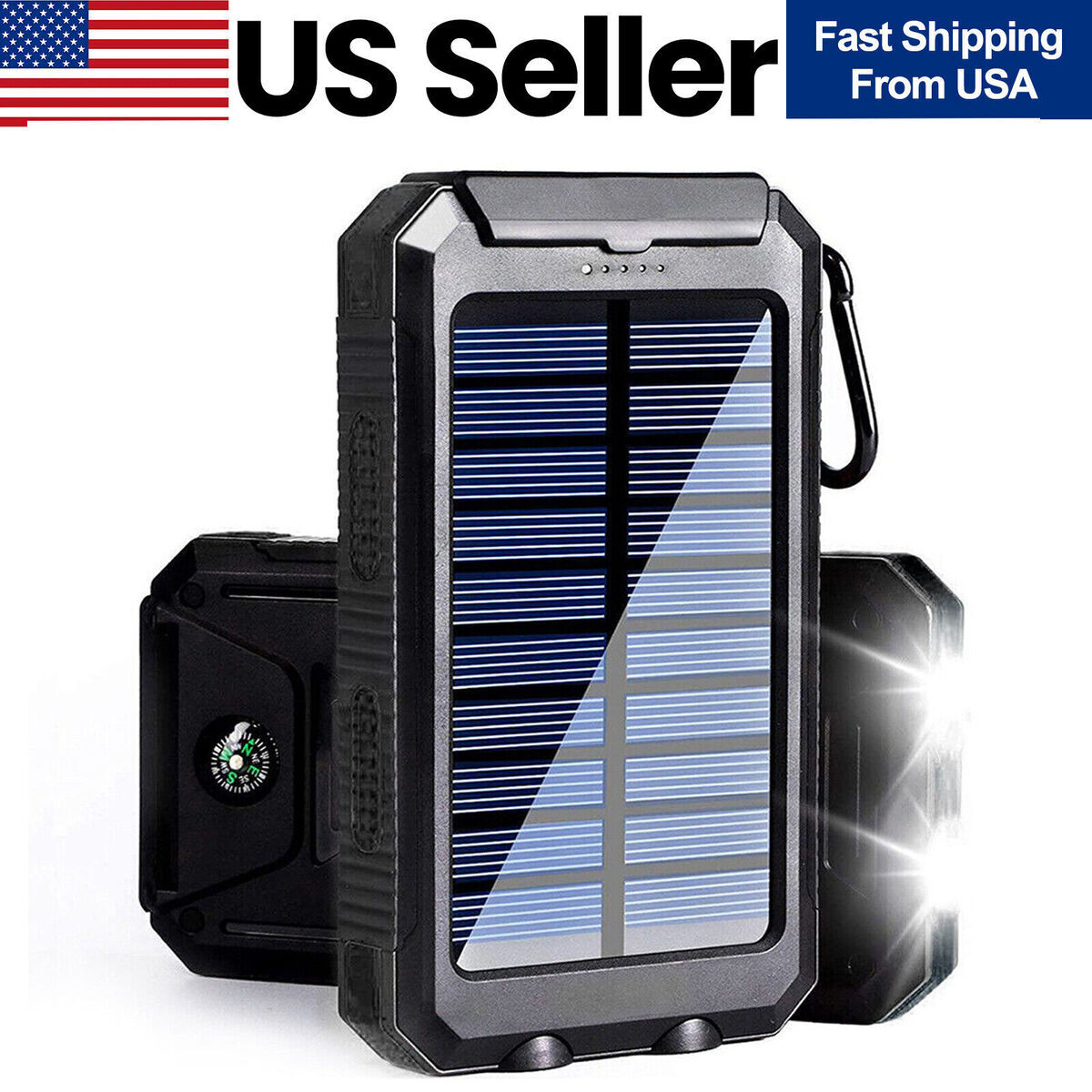 2025 Super 10000000mAh Dual USB Portable Charger Solar Power Bank for Cell Phone
