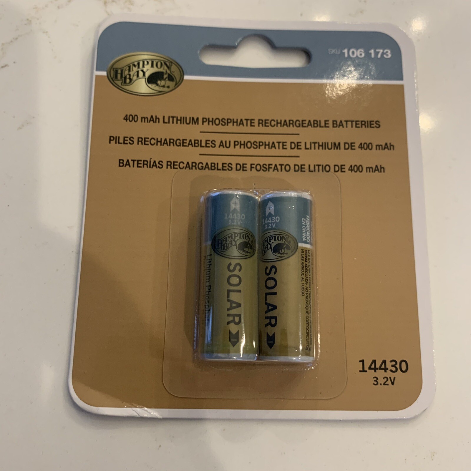 NEW Rechargeable Solar Batteries 3.2V By Hampton Bays 14330