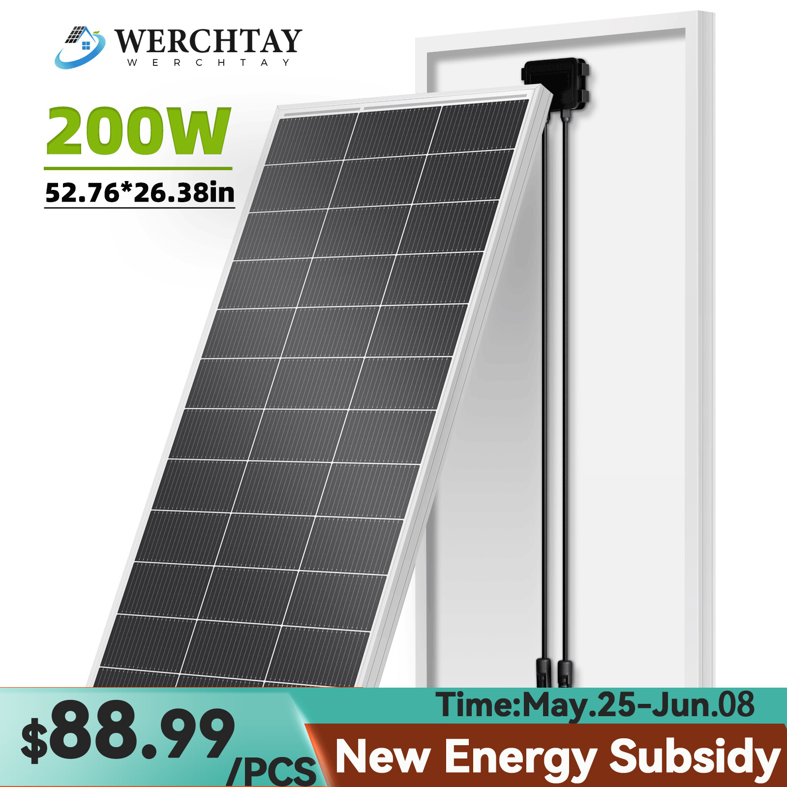 12V Solar Panel 200W Kit Home Battery Power Solar System Off-Grid RV Boat Campin