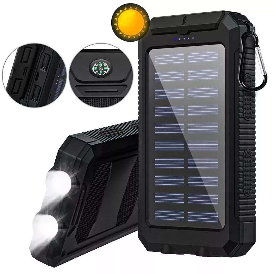 Solar Power Bank 50000mAh Daul USB External Battery Charger for Phone Portable