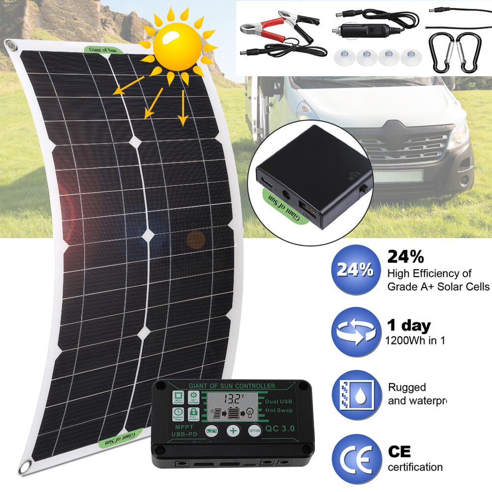 100W Watt Flexible Solar Panel 12V Mono RV Rooftop Off-Grid Power Camping Home