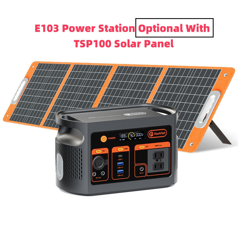 FlashFish 300W 179Wh Portable Power Station Optional With 100W 18V Solar Panel