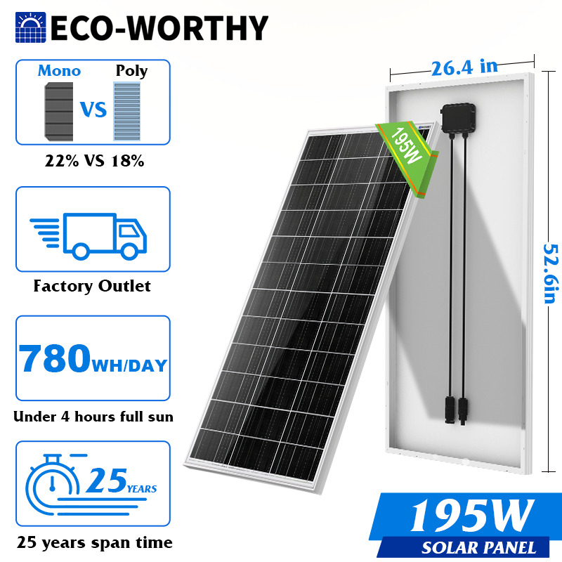 ECO-WORTHY 100W 200W 400W 1000W Watt Solar Panel Mono 12V PV Home RV Off Grid
