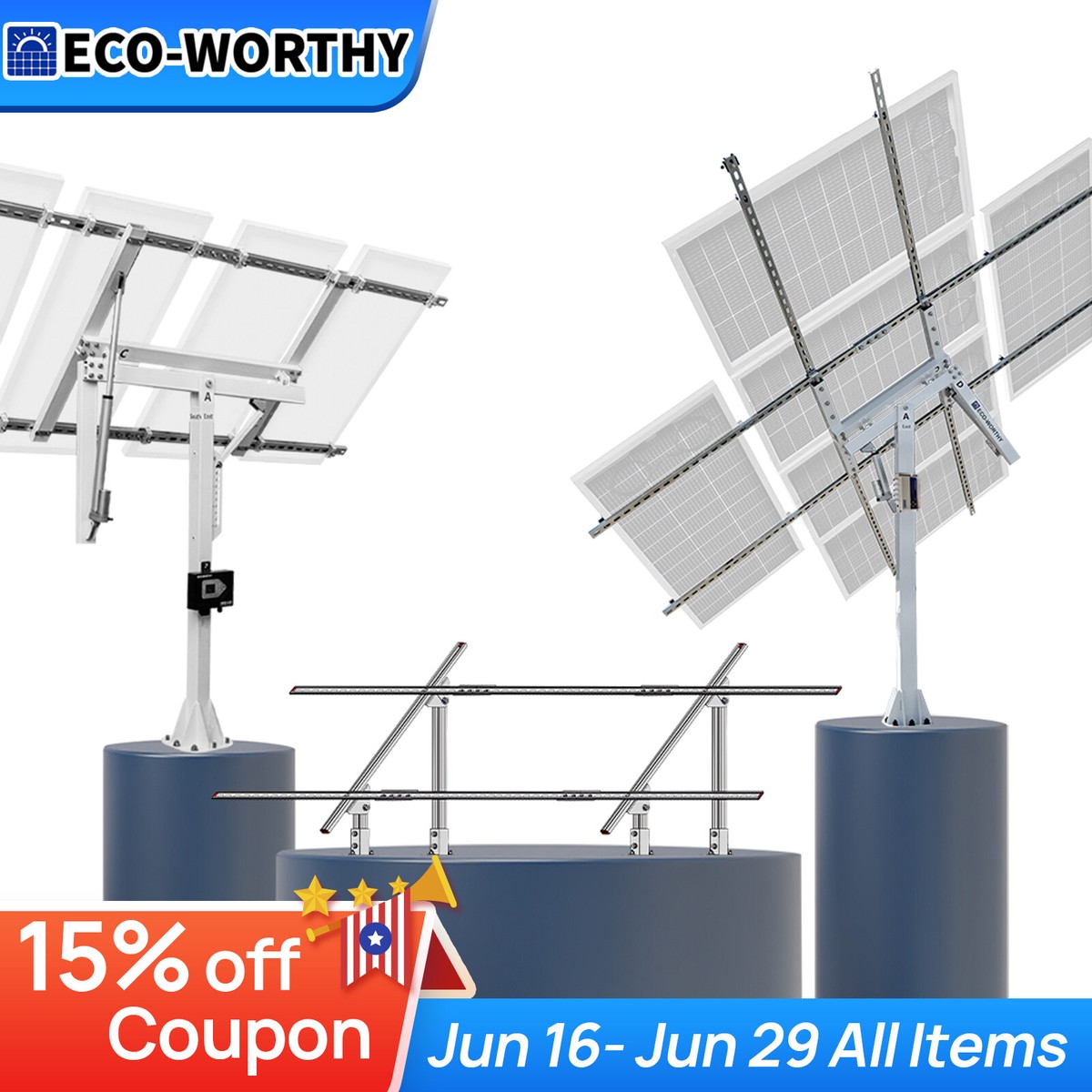 ECO-WORTHY Solar Panel Tilt Mount Brackets Ground Roof Mounting System Solar Kit