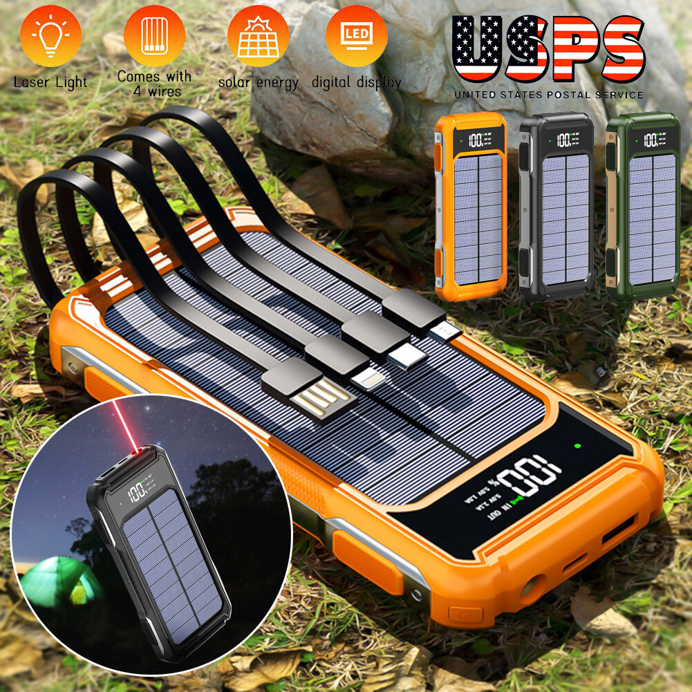 Solar Power Bank 9000000mAh 4 USB Backup External Battery Charger for Cell Phone