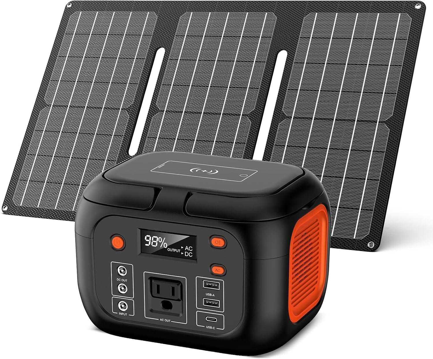 150W Portable Power Station 97Wh Battery Bank Fast Charging & 30W Solar Panel