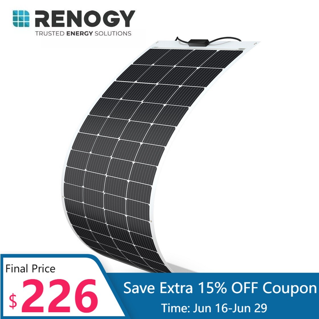 Renogy 200W Flexible Solar Panel with High Efficiency Solar Modules, Lightweight