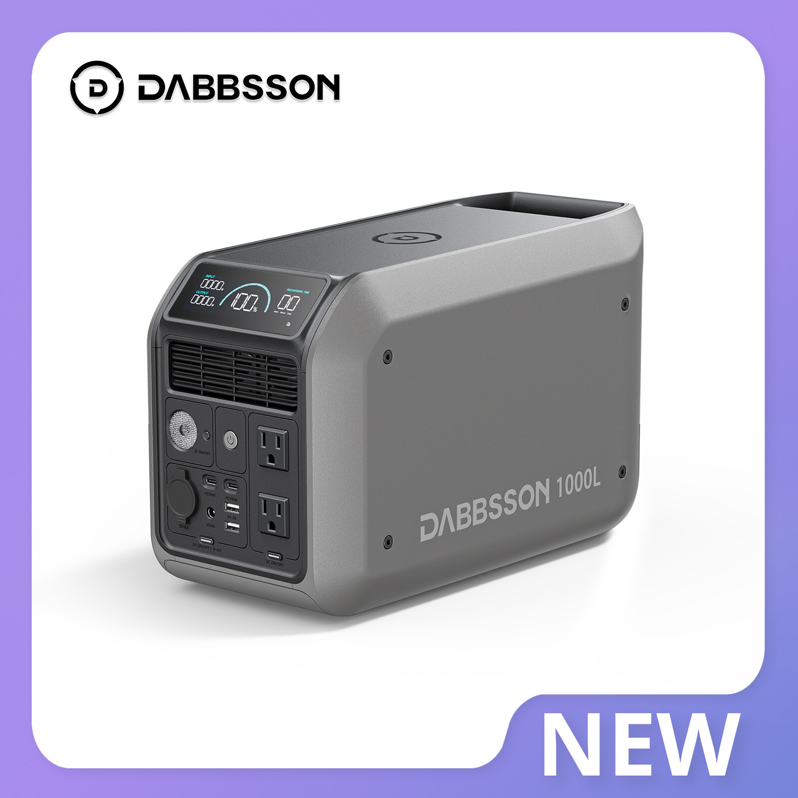 Dabbsson 1000L Portable Power Station 1008Wh 1200W Solar Generator for Camping