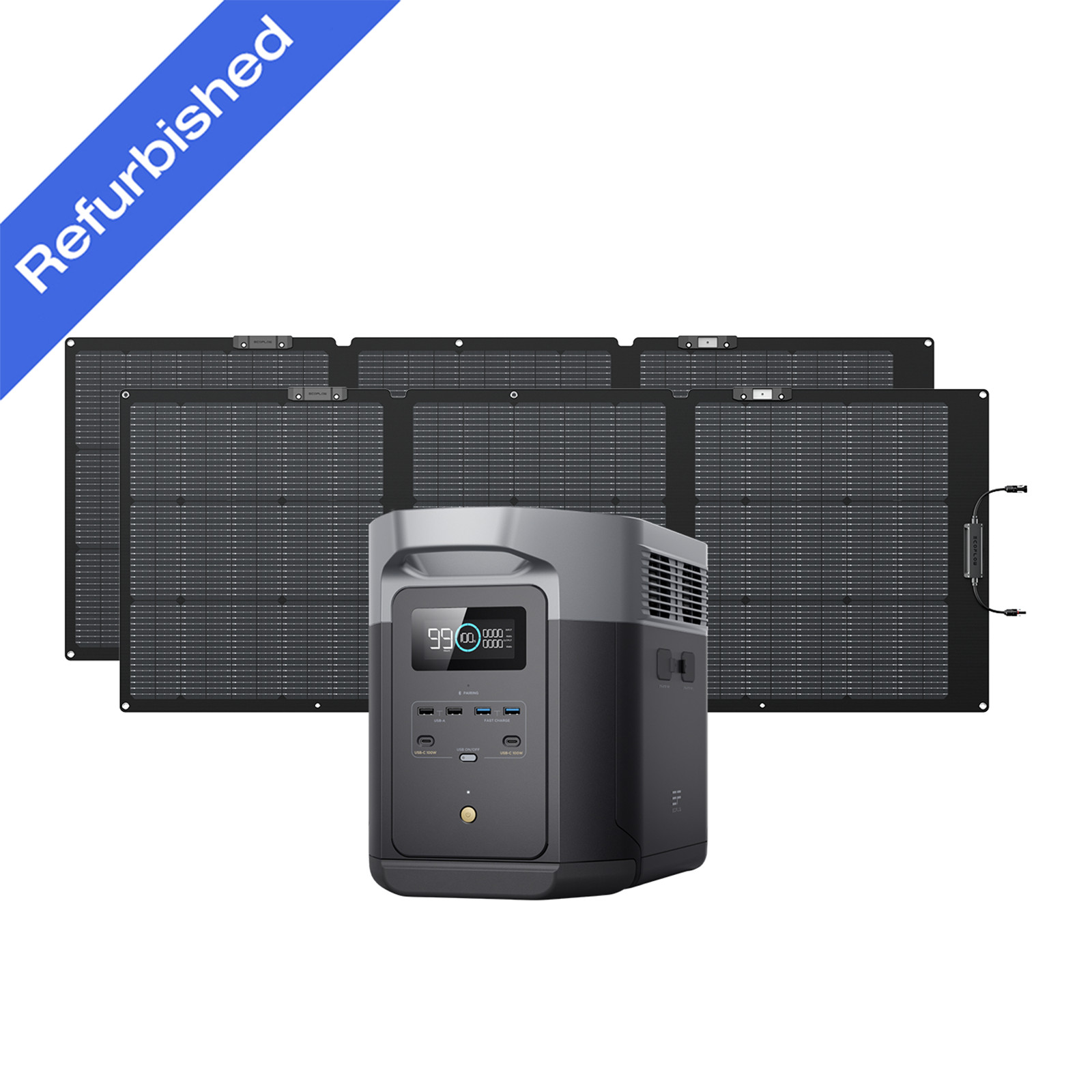 EcoFlow DELTA 2 Max 2048Wh Power Station + 2*Nextgen 160W Certified Refurbished