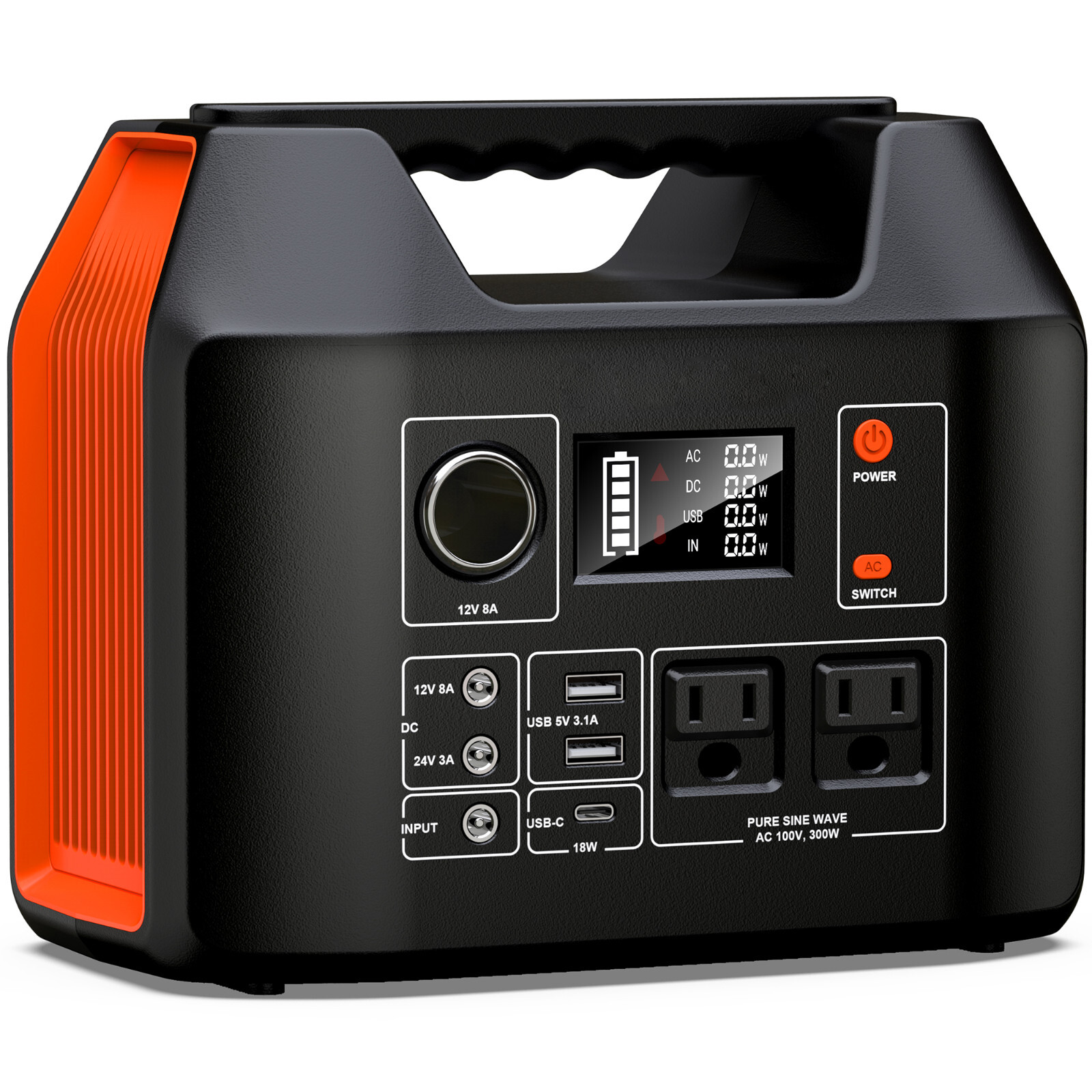 300W Portable Power Station 296Wh Camping Charger Battery Pack Solar Generator