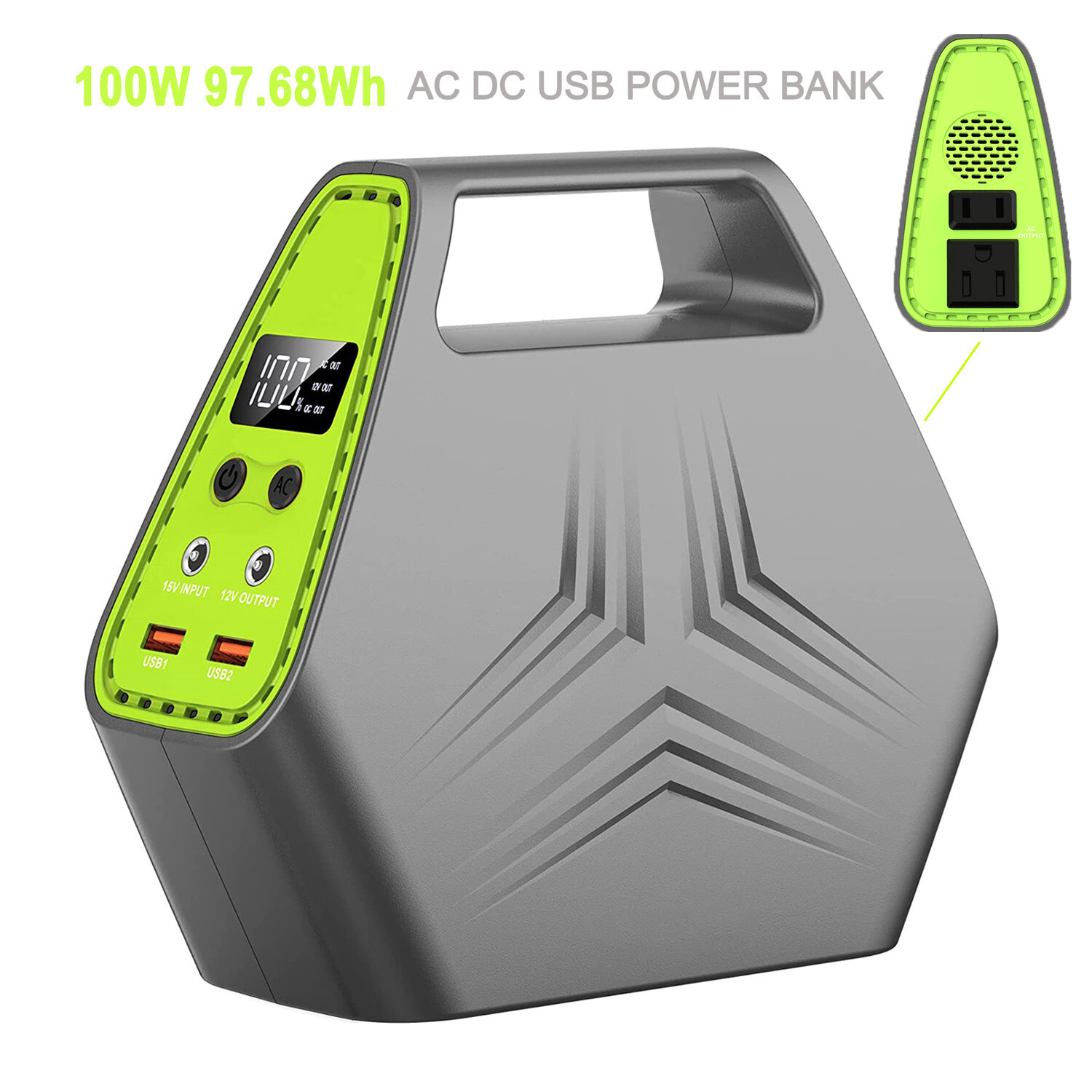 100W 97Wh Portable Power Station Battery Charger AC DC Small Solar Generator