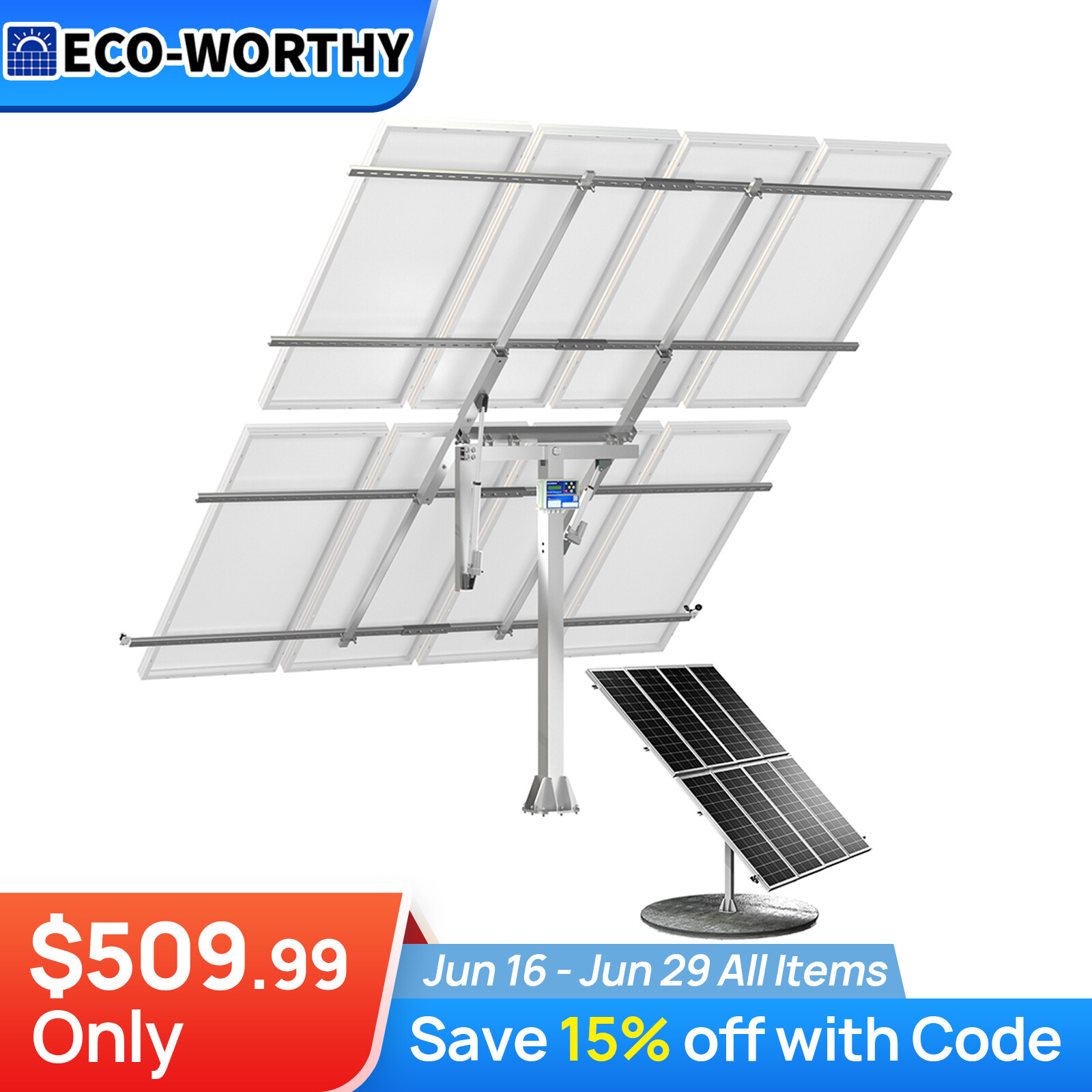 ECO-WORTHY Solar Panel Dual Axis Tracking System Tracker Controller For 10PCS