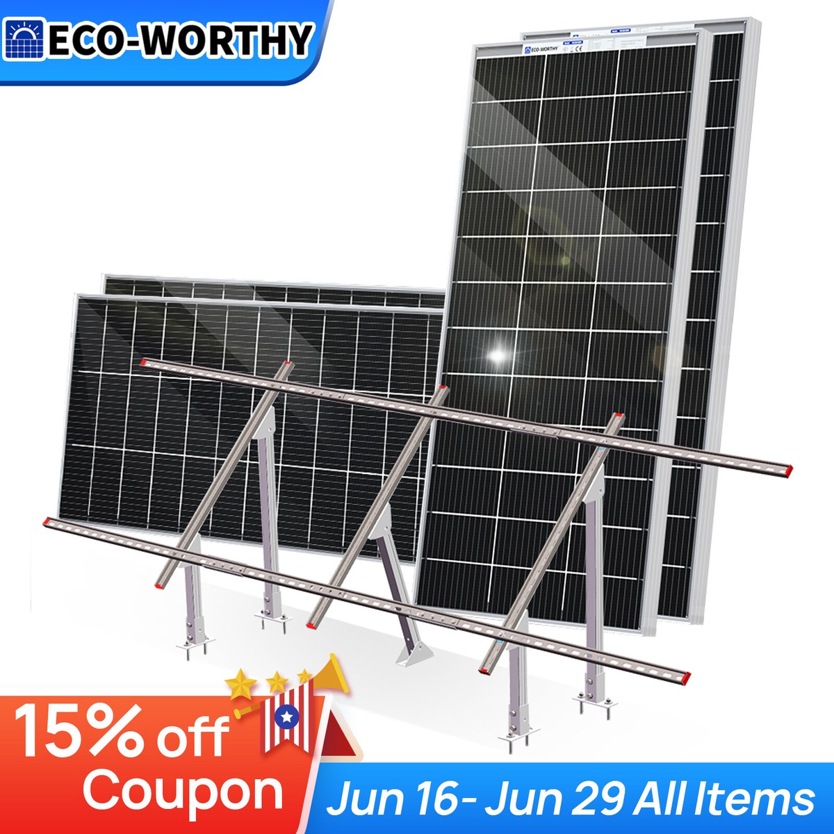 ECO-WORTHY 780W Watt Bifacial Solar Panel Kit & Mounting Bracket for Farm Yard