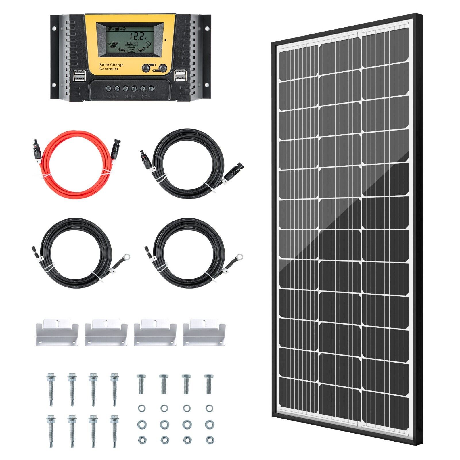JJN Solar Panel 12V 100w Solar Panels Kit 9BB Monocrystalline High Efficiency