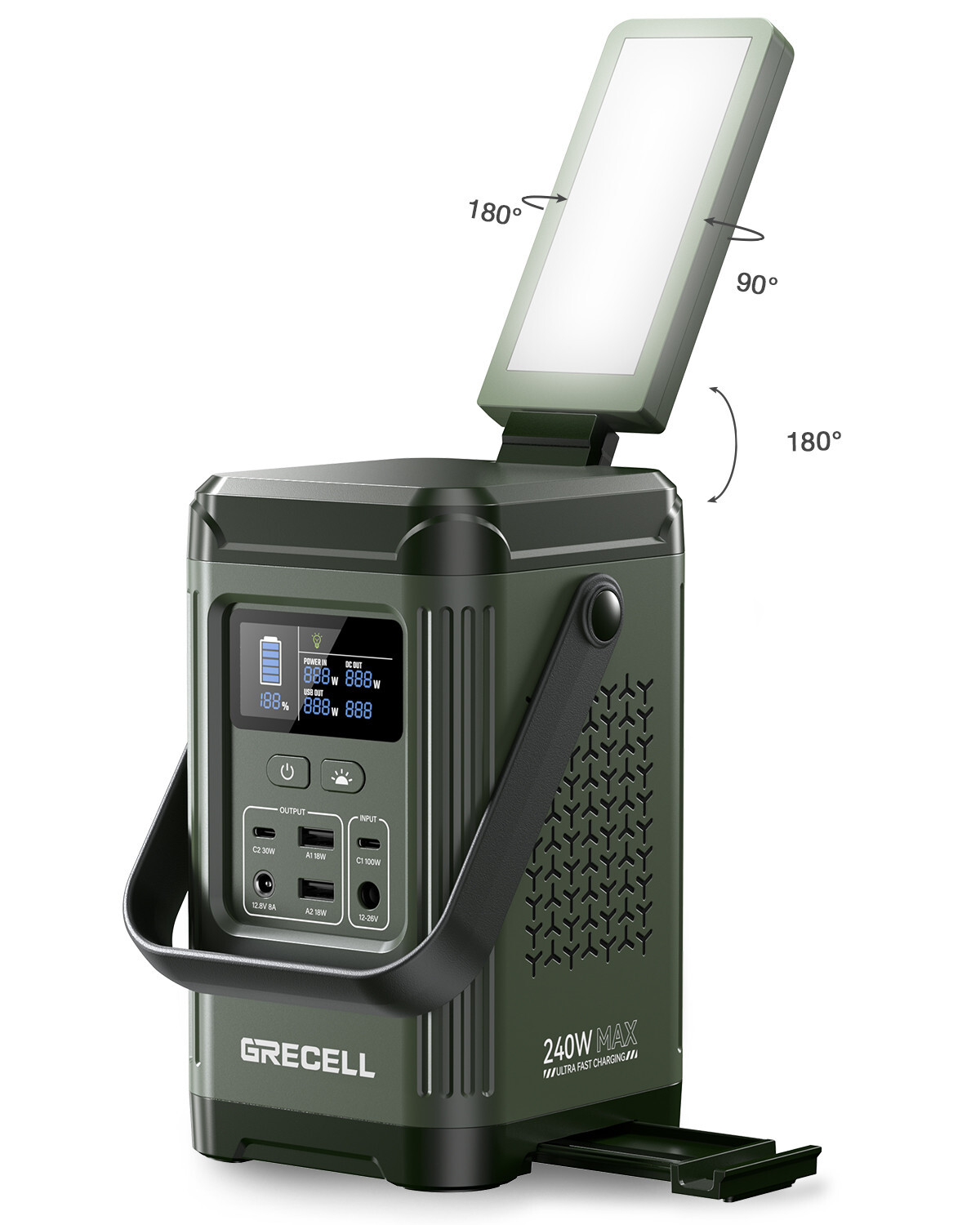 240W Portable Power Station 153.6WH Solar Generator 100W PD Camping Power Bank