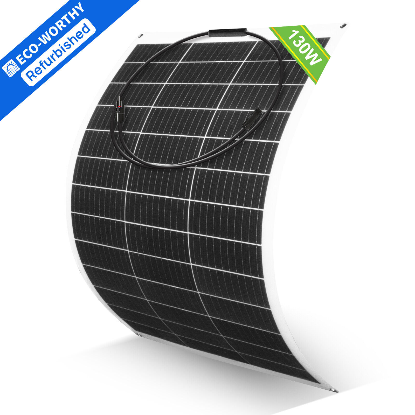 130W 12V Portable Flexible Solar Panel RV camping Rooftop Certified Refurbished
