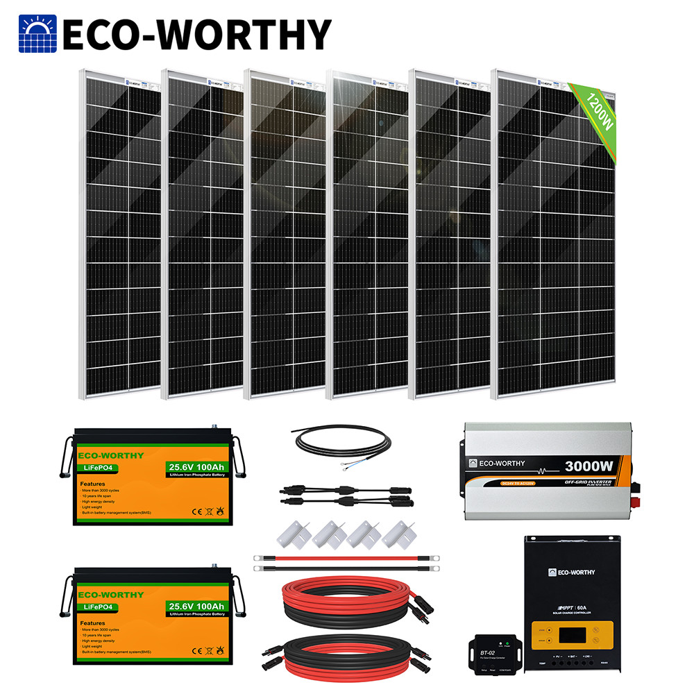 ECO-WORTHY 1170W Watt Solar Panel Kit Complete System 5120Wh Lithium Battery