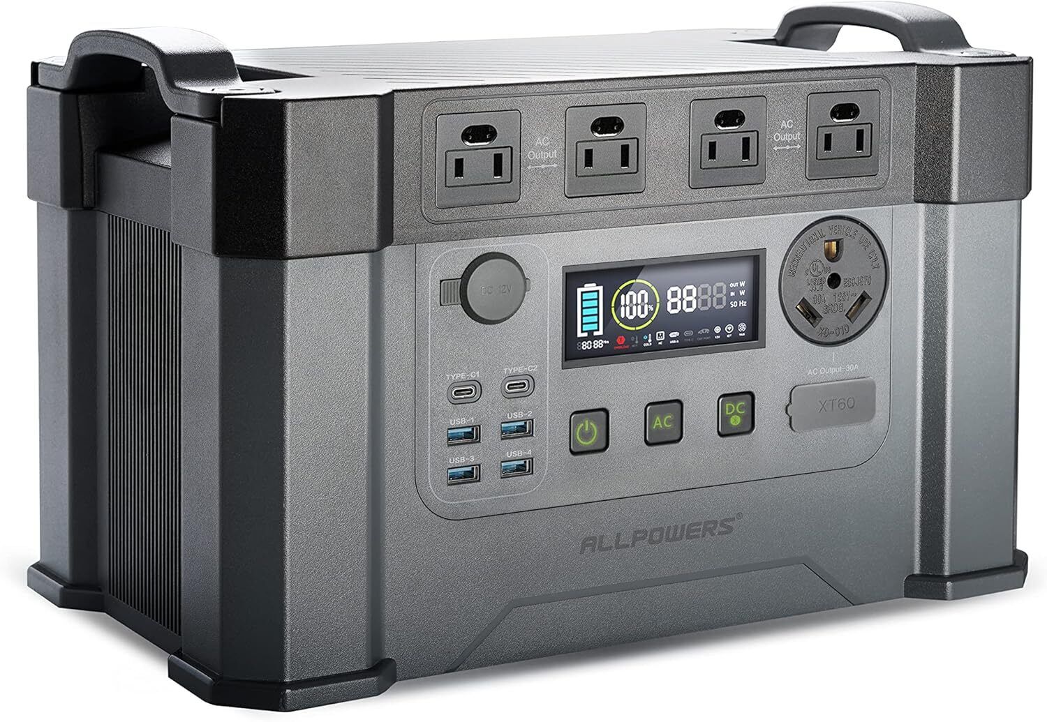 ALLPOWERS 2400W Solar Generator Battery Backup 1500Wh Power Station AC UPS