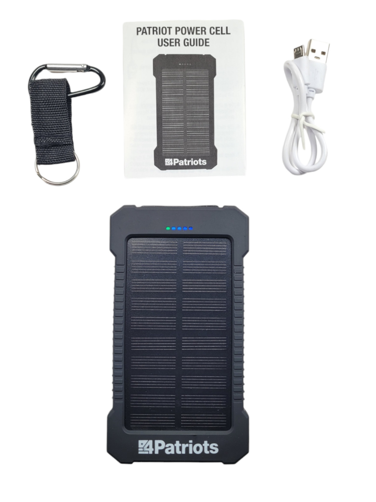 4 Patriots Power Cell Portable Solar Power Bank Rechargeable 2 USB 8,000 mAh