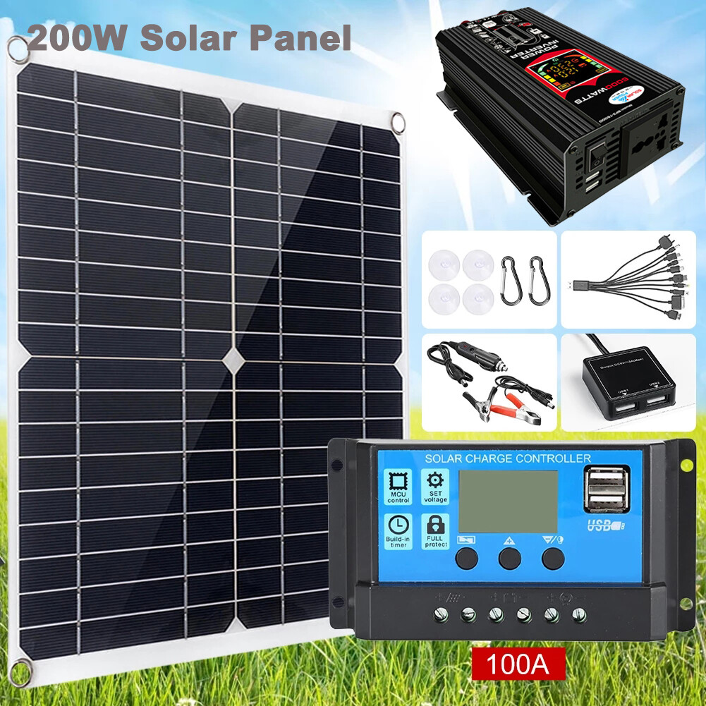 6000W Inverter Solar Panel Kit Solar Power Generator 100A Home 110V Grid System
