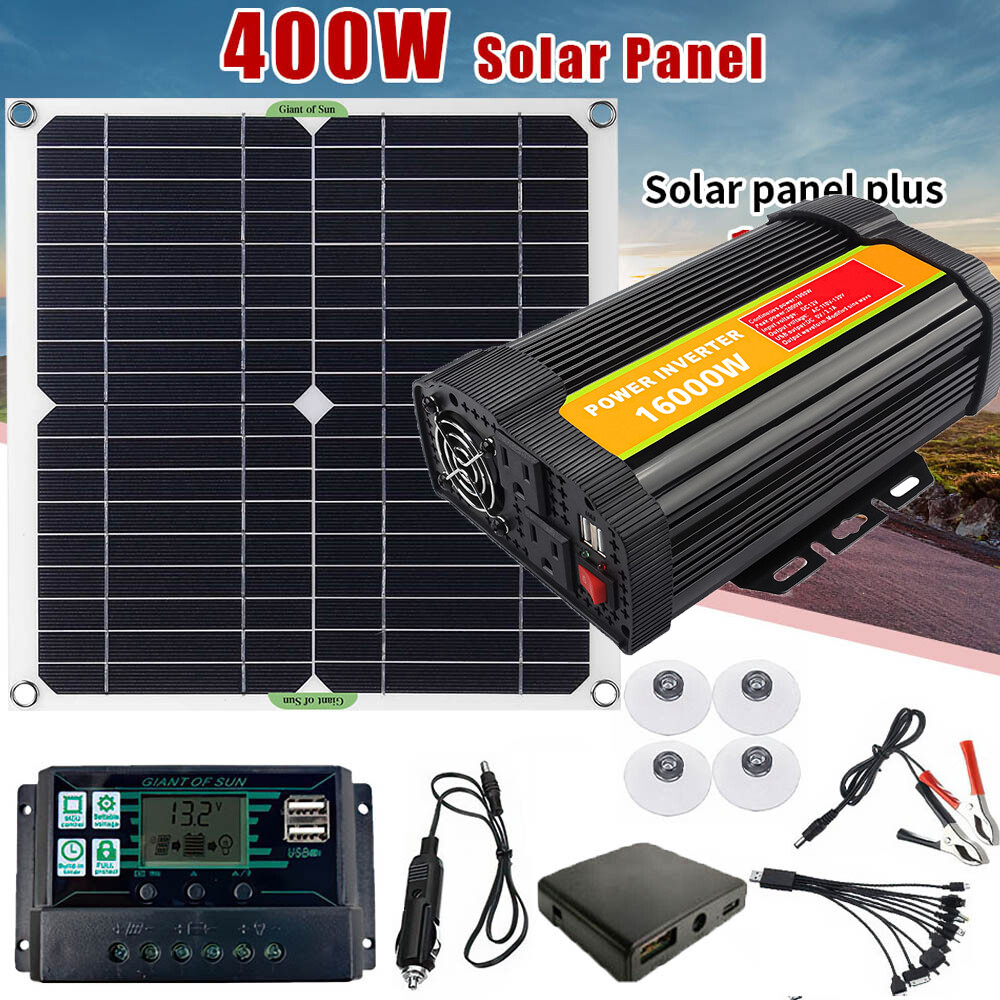 Solar Panel Kit 16000W Solar Power Inverter Generator 100A Home 110V Grid System