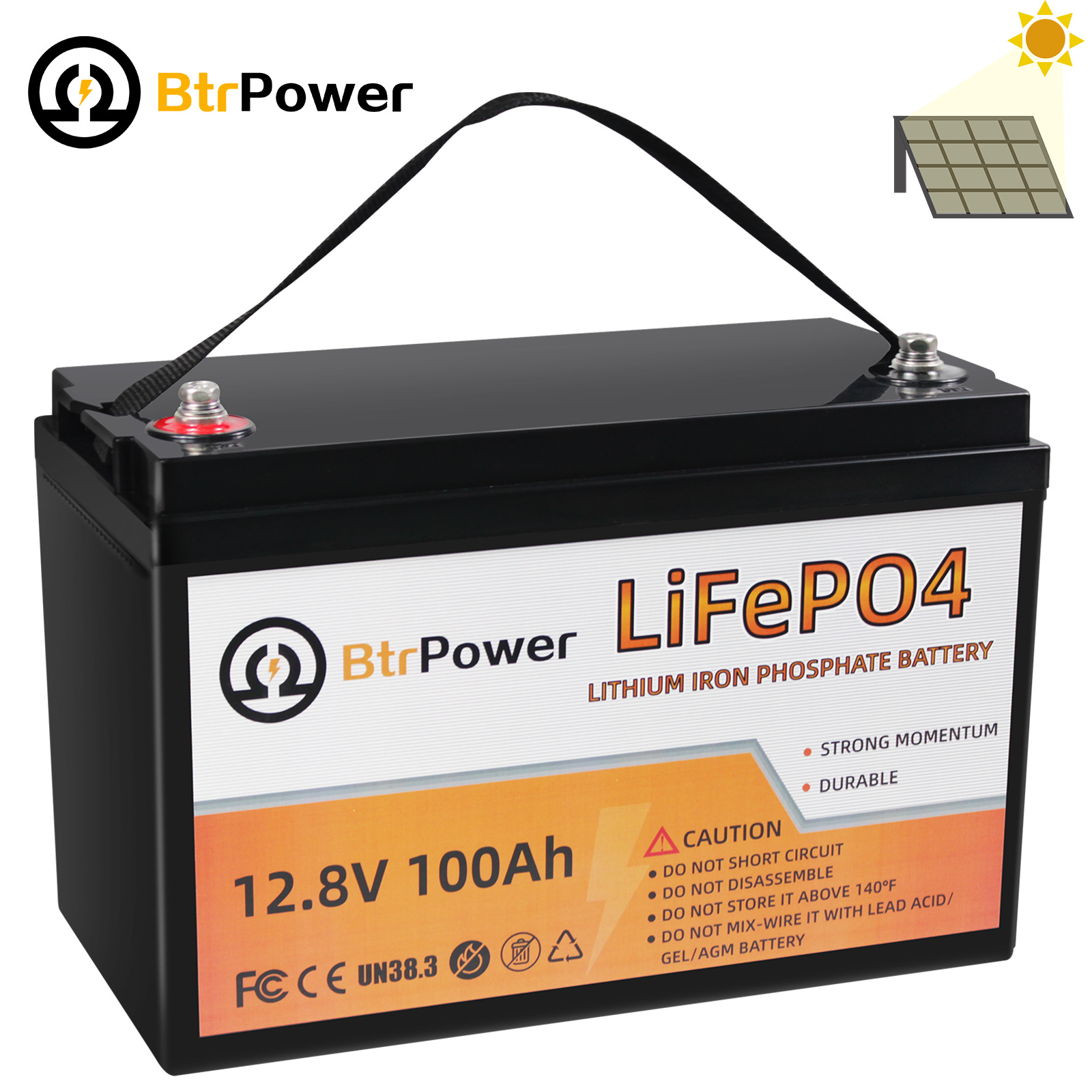 Solar Batteries 12V 100Ah lithium LiFePO4 battery for Deep Cycle System 100A BMS