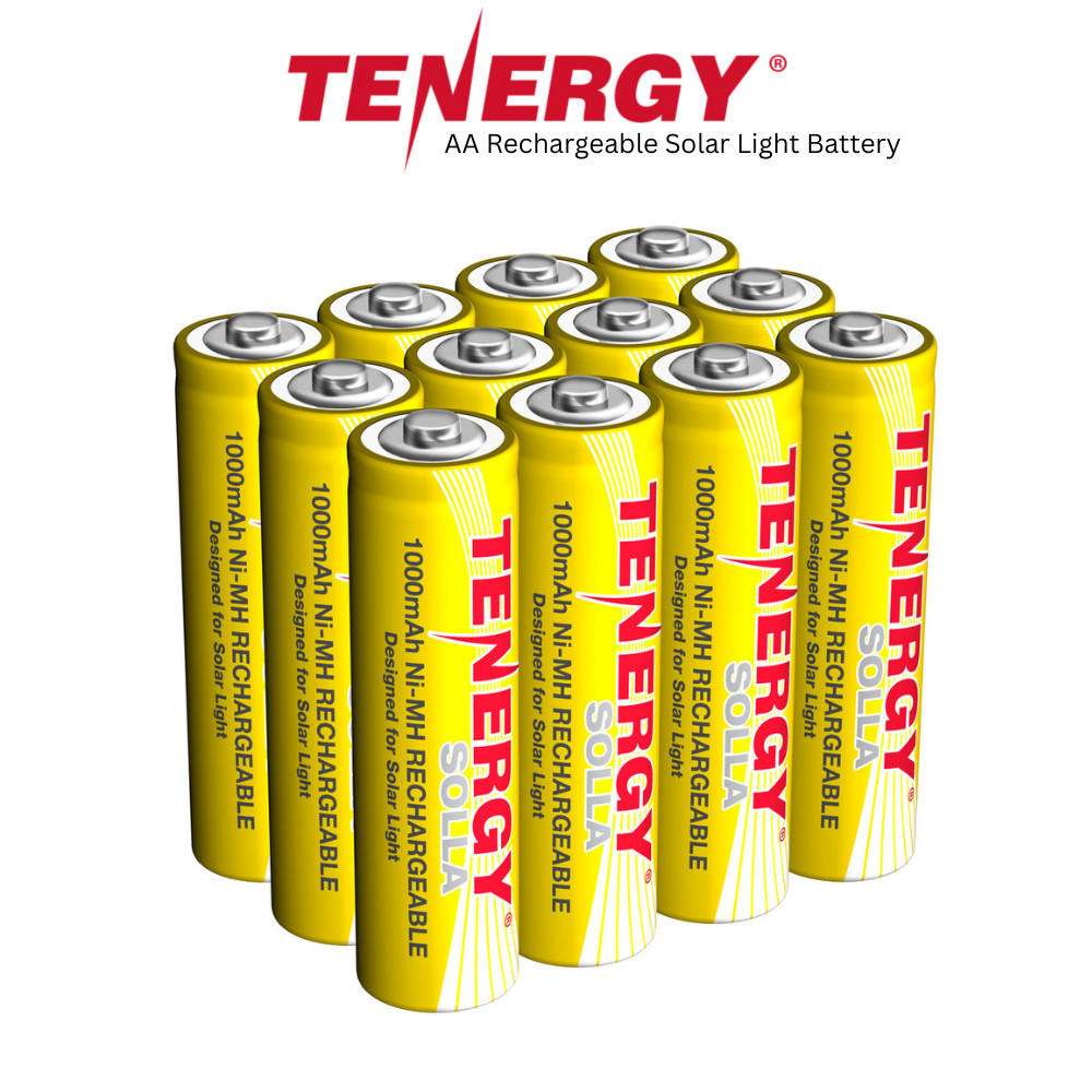 12pcs Solla AA 1000mAh 1.2V NiMH Rechargeable Batteries for Solar Garden Light