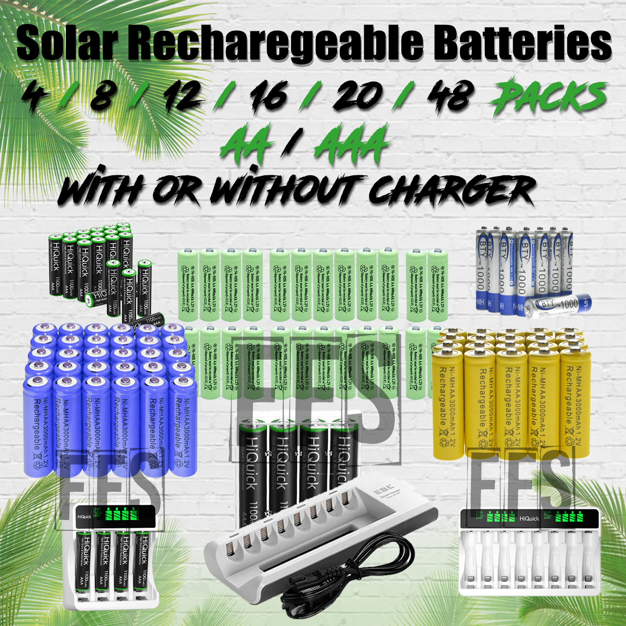 Solar Batteries AA / AAA Rechargeable NiMH lot garden lights, electronic, remote