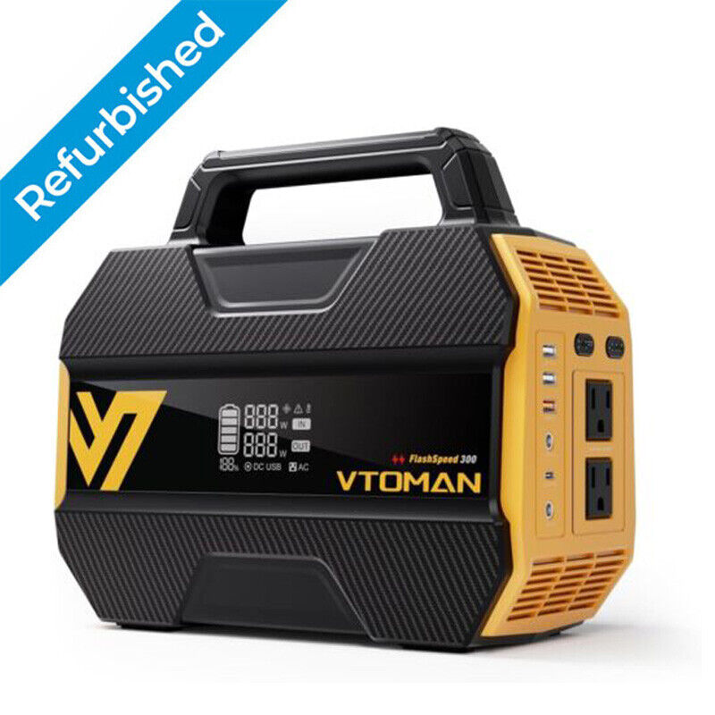 VTOMAN FlashSpeed 300 Portable Power Station 300W, 230Wh Solar Generator LiFePO4