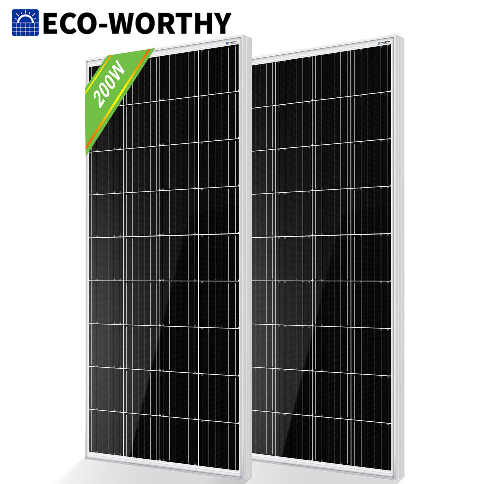 ECO-WORTHY 100W Watt Solar Panel 2Pack (200W) Mono 12V/24V 12BB Cell for RV Home