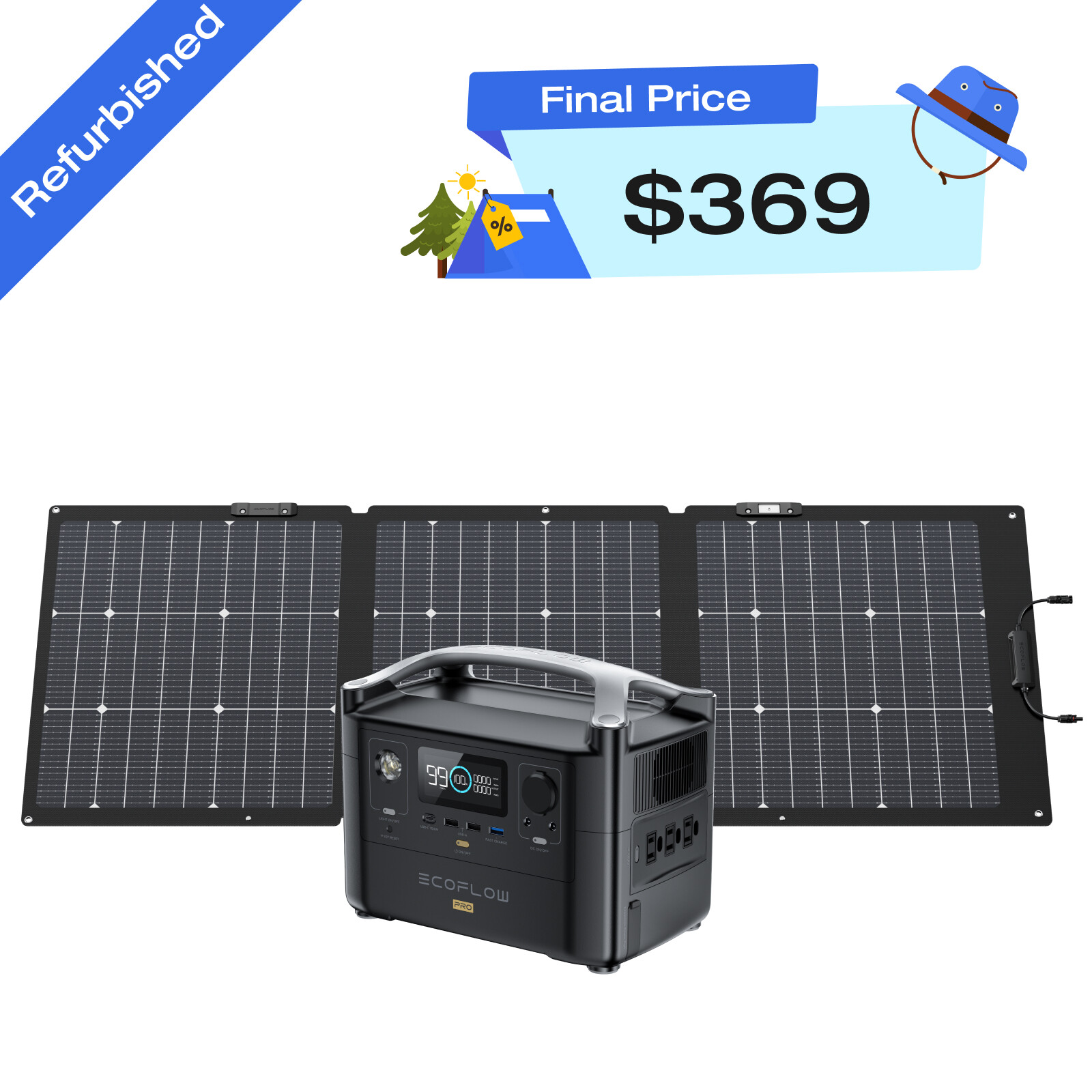 EcoFlow Solar Generator RIVER Pro 720Wh + 160W solar panel Certified Refurbished