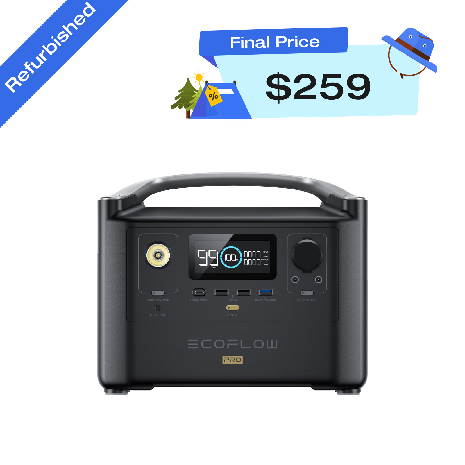EcoFlow RIVER Pro Portable Power Station 720Wh Generator Certified Refurbished