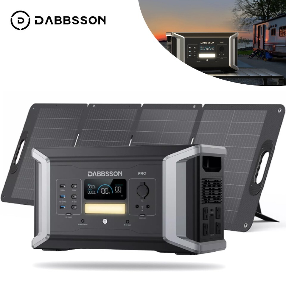 Dabbsson 1024Wh 2000W Portable Power Station Solar Generator w/120W Solar Panel