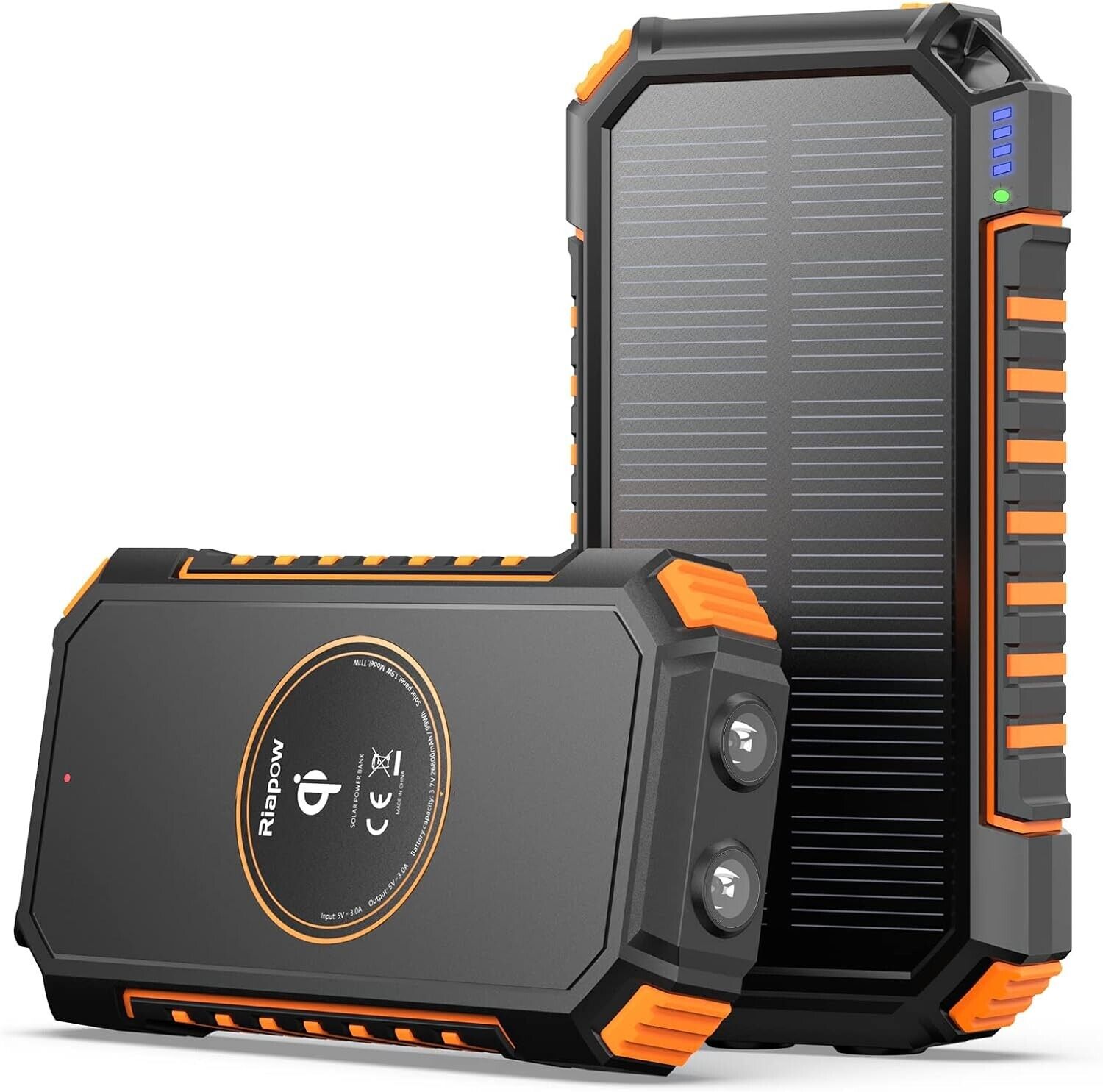Solar Charger 26800mAh Power Bank Riapow Wireless Portable Solar Phone Charger