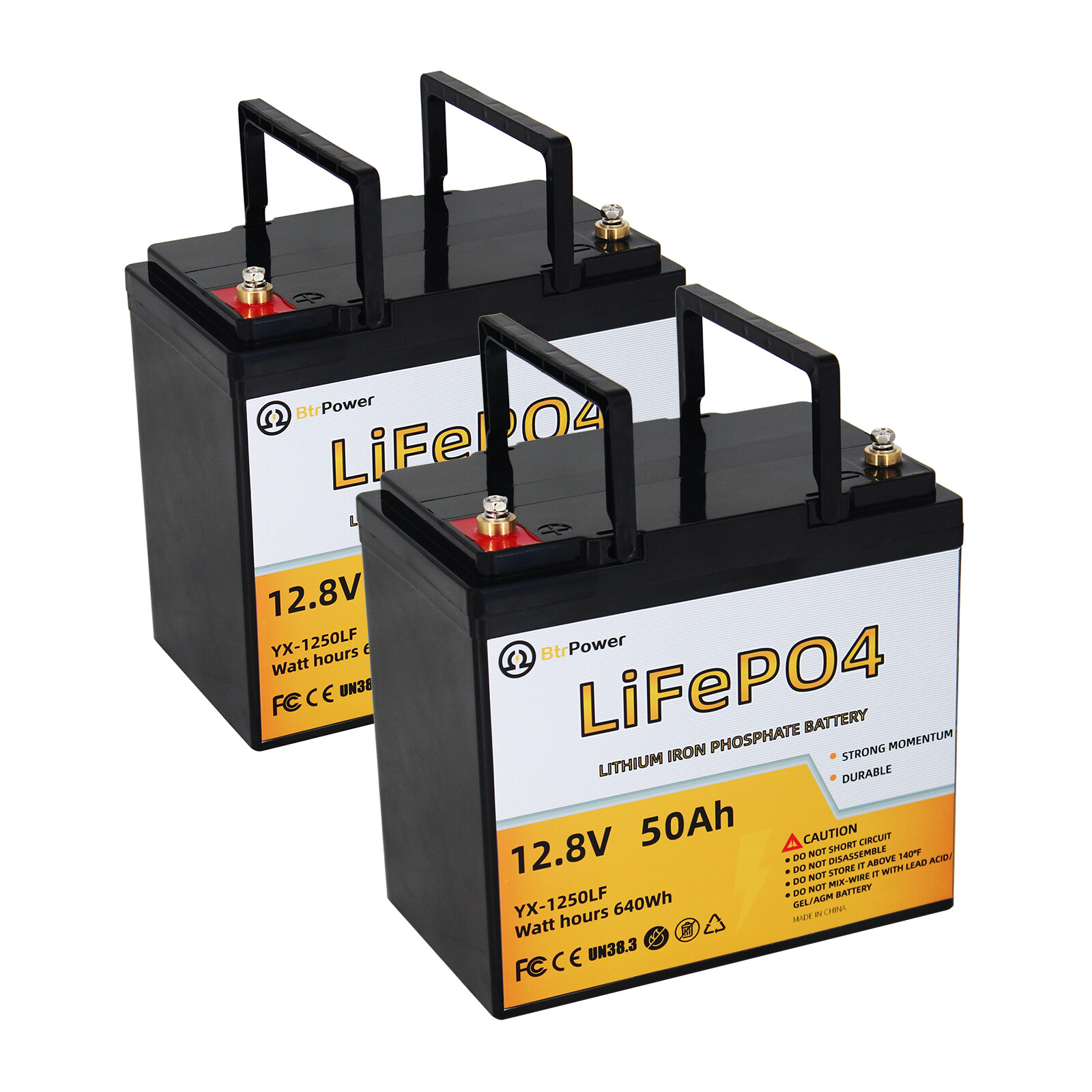 2 Pack Marine Lithium Battery 12v 50Ah Solar Batteries for Lifepo4 Deep Cycle RV