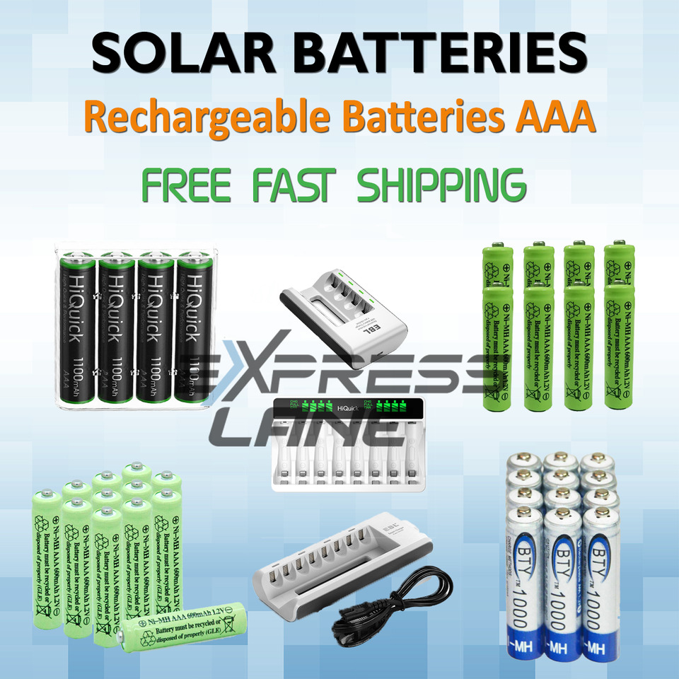 Solar Batteries AAA Rechargeable Ni-MH lot Garden Light Toys 600/1000/1100 mAh