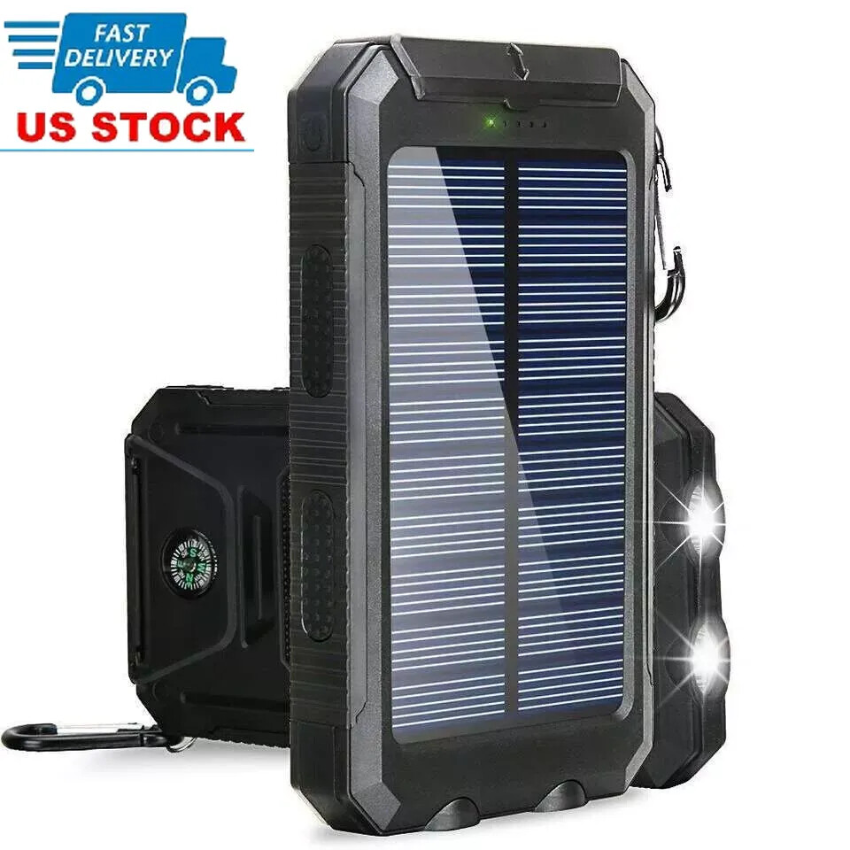 2025 Super 10000000mAh Dual USB Portable Charger Solar Power Bank for Cell Phone