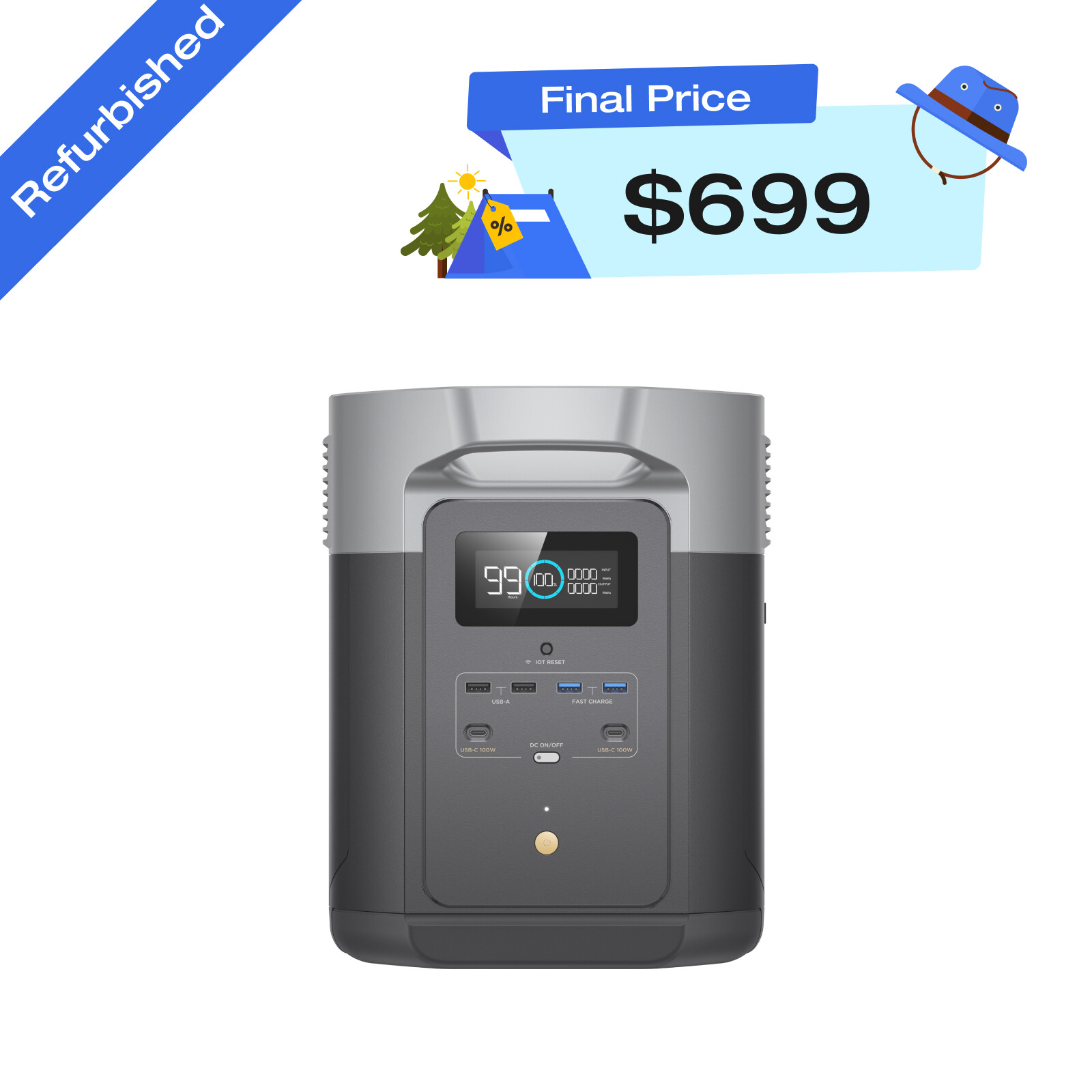 EcoFlow DELTA 2 Max 2048Wh Portable Power Station  LFP, Certified Refurbished