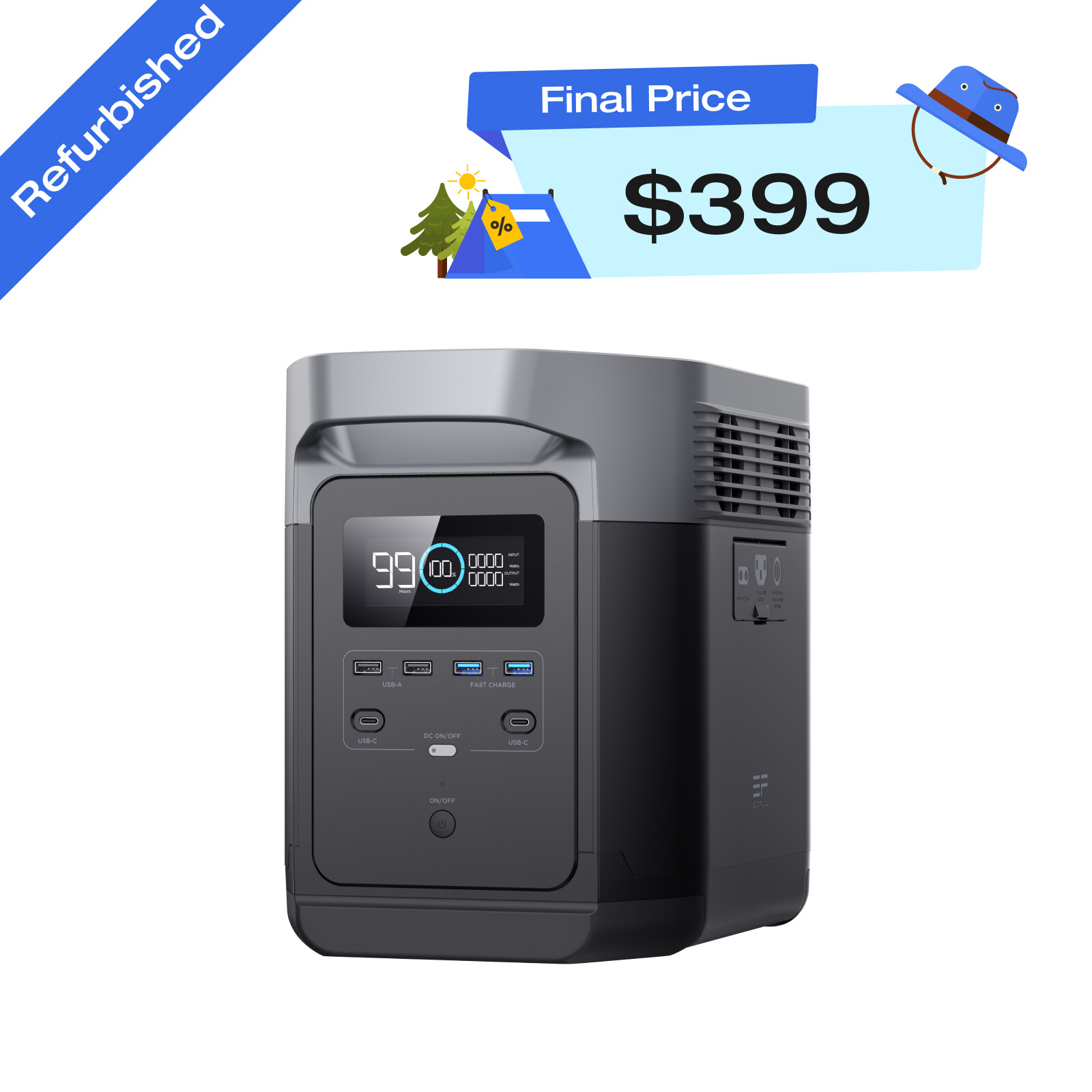 EcoFlow DELTA Portable Power Station 1260Wh Generator Certified Refurbished