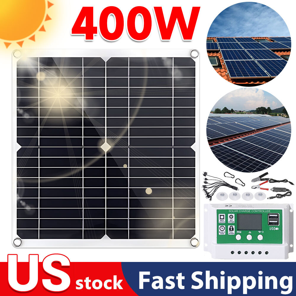400 Watts Solar Panel Kit 100A 12V Battery Charger W/ Controller Caravan Boat US